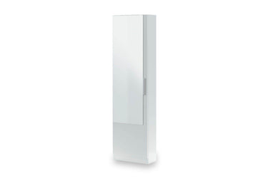 Giovanni Arctic White Tall Shoe Cabinet with Mirrored Door, 14-16 Pair Capacity - UK Luxury Furniture